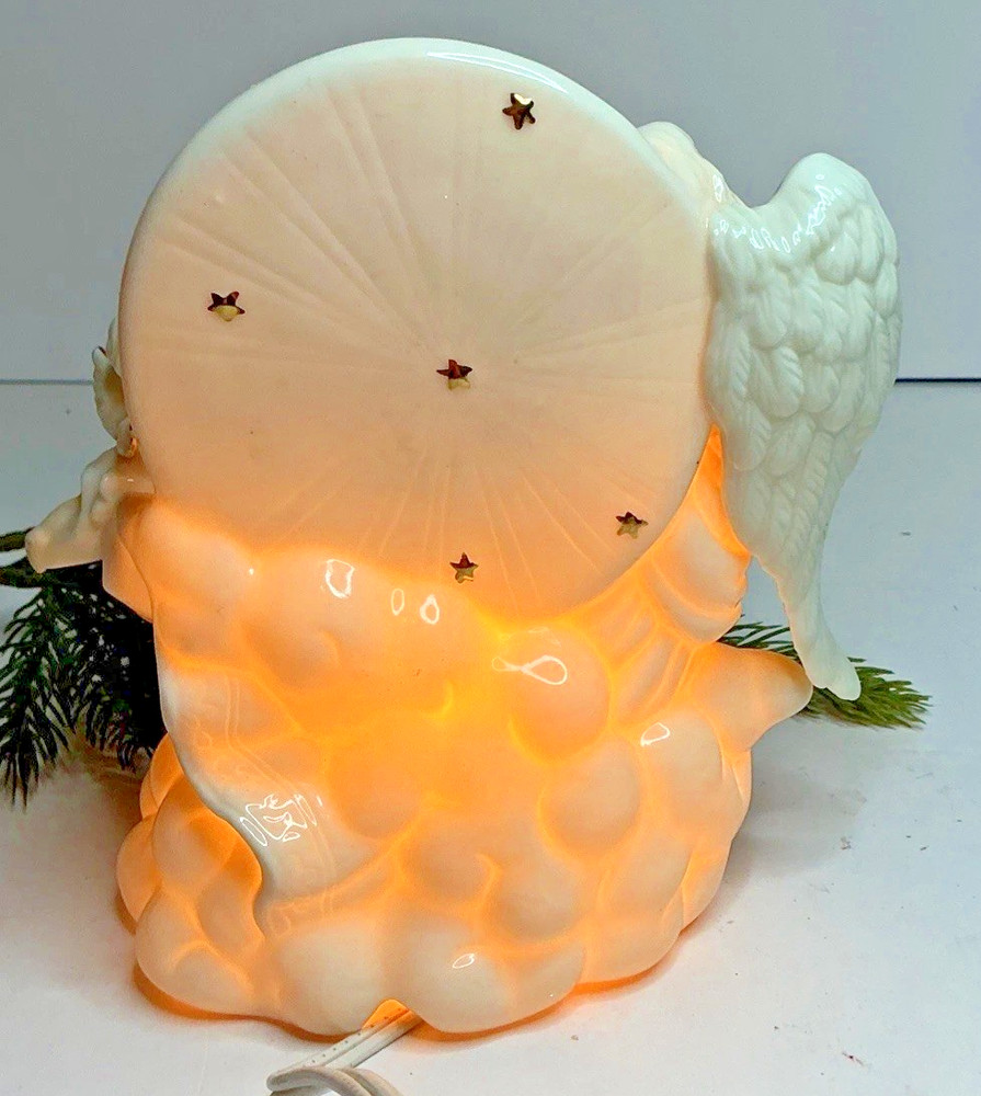Angel w Cerub Night Light Ivory Ceramic 6x6
