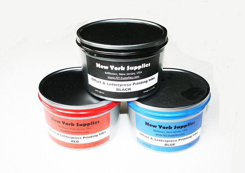 Assorted Offset & Letterpress Printing Ink Set - Black Blue Red 2.5 lbs each