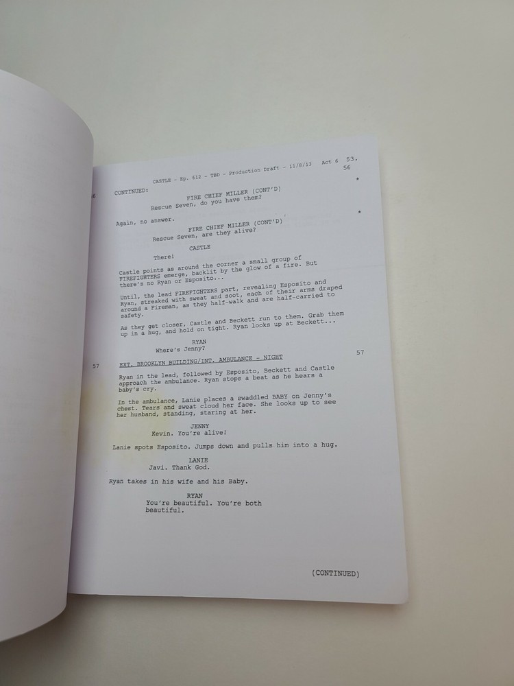 CASTLE / Andrew W. Marlowe TV Script, Nic Bishop & Wendy Davis "Under Fire"