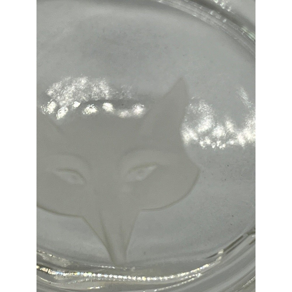 Clear Glass Square Ashtray Etched Fox