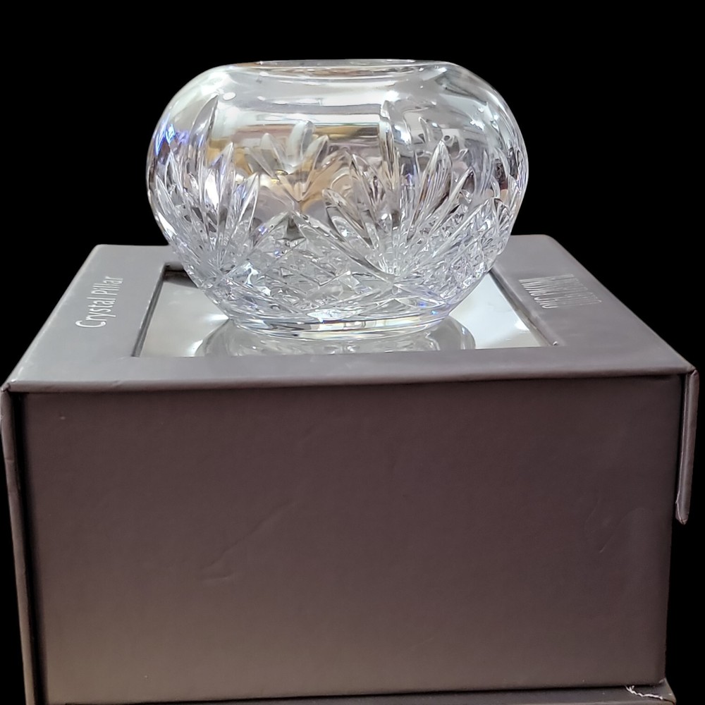 2 Oleg Cassini Crystal Pillar Candleholders Boxes Diameters Shapes Differ