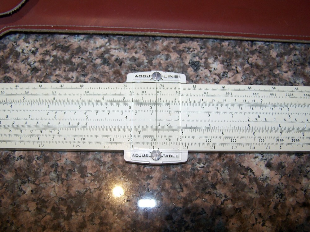 Acu-Math No. 1500 12-1/2" Plastic Slide Rule with case