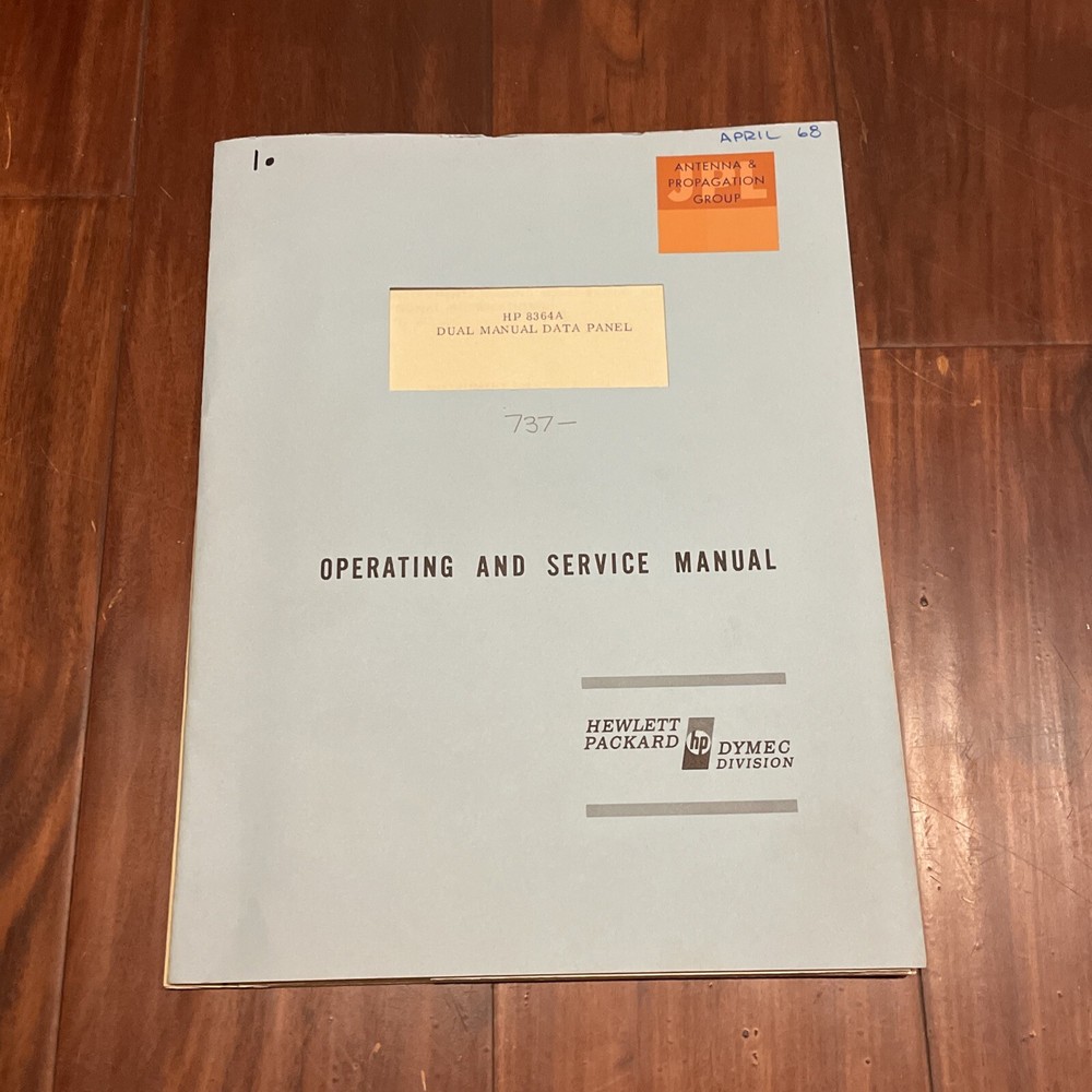 HP 8364A Dual Manual Data Panel Operating & Service Manual 8/67