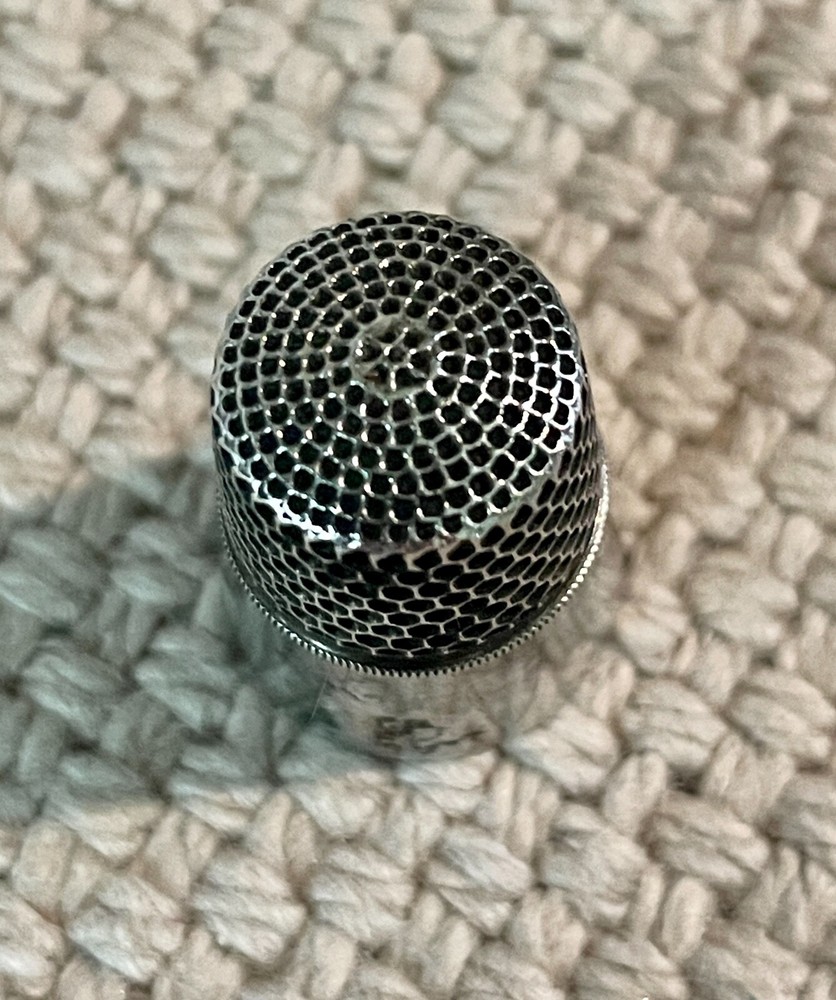Vintage #8 Sterling Silver Thimble, Monogrammed, Marked