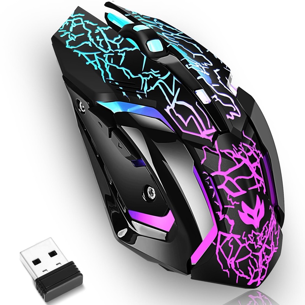 Wireless Gaming Mouse, Rechargeable Wireless Computer Mouse with Type-C Fast ...