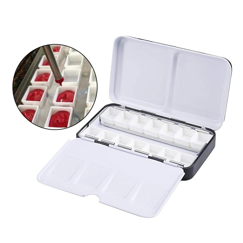 Empty Watercolor Tin Paint Case with 14 PCS Empty Half Pans for
