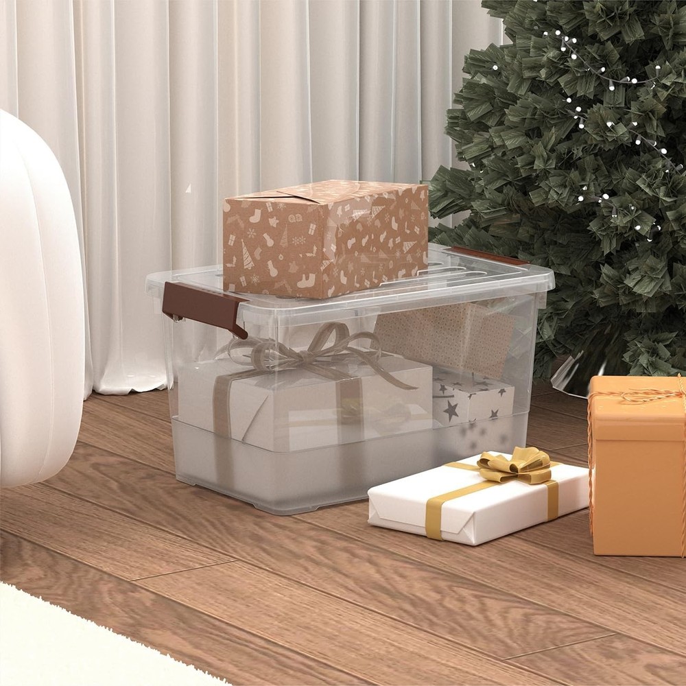 3-Pack 17-Quart Clear Plastic Storage Bins with Snap-Tight Lids, Stackable