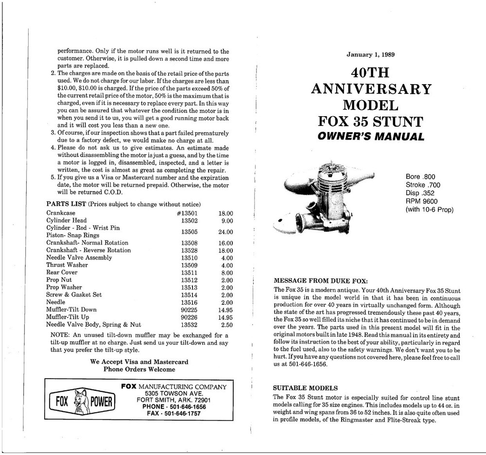 Vintage Model Airplane Engine Instructions