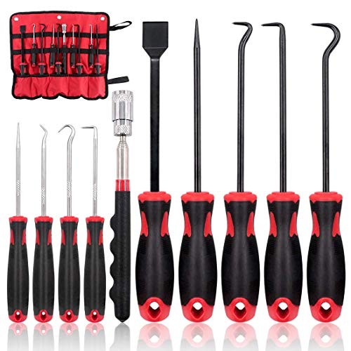 Swpeet 9Pcs Long Hook Set with Magnetic Telescoping Tool Kit, Precision