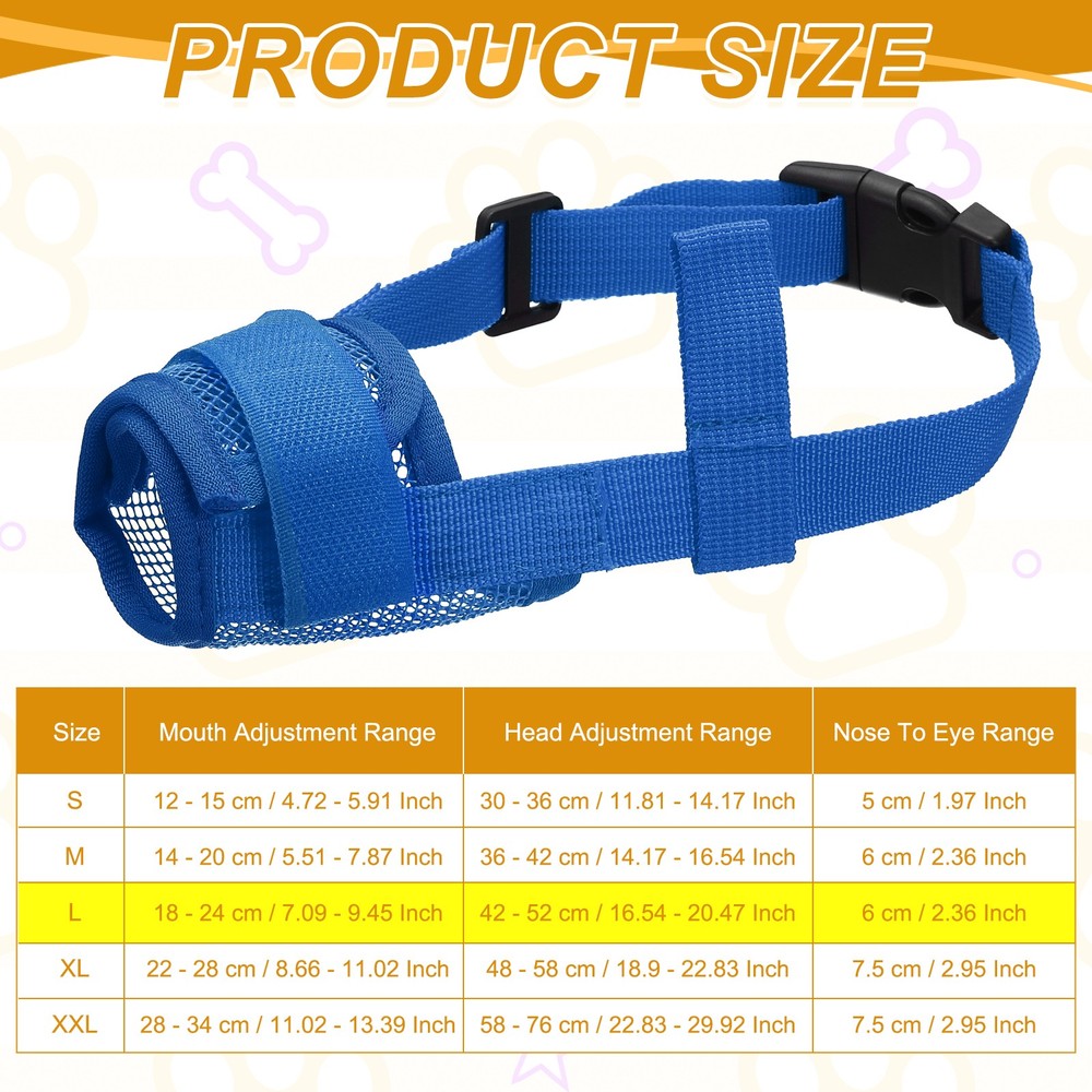 Dog Muzzle Soft Mesh Muzzle Mouth Guard Cover Blue L