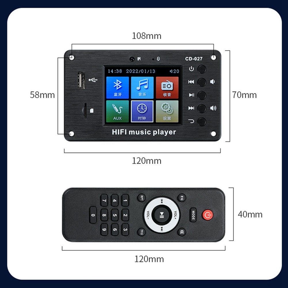 2.8-Inch Color Screen Bluetooth 5.1 Car Synchronization Lossless Decoding7333
