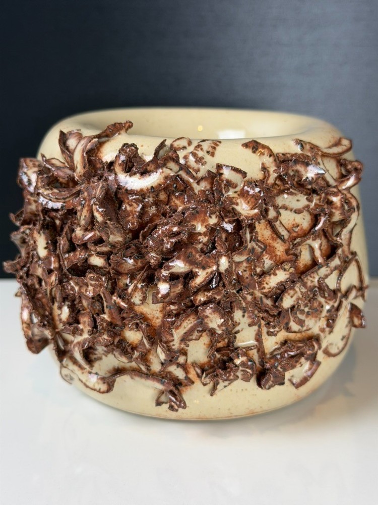 Brutalist Studio Pottery "Lava" Shredded Clay Bowl