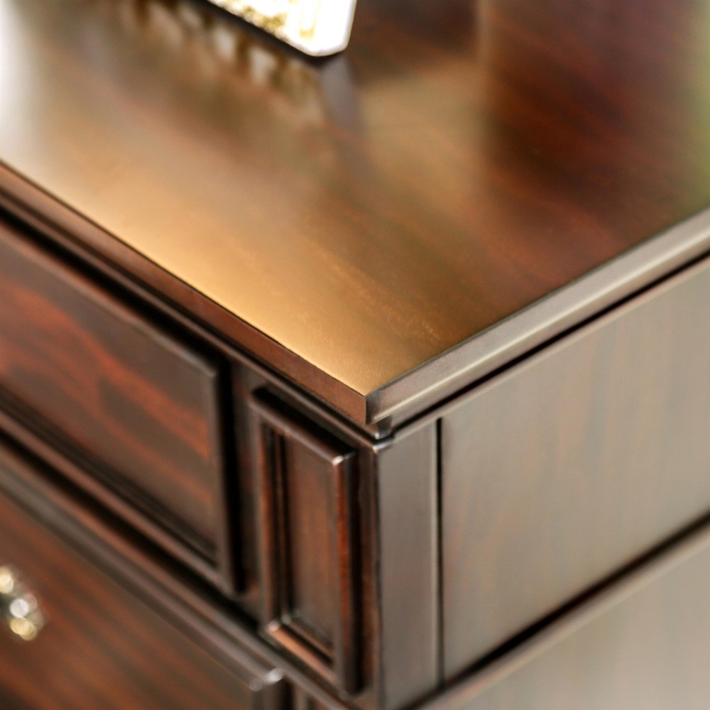 FOA Damos 2pc Dark Walnut Solid Wood Bedroom Set - Queen + Nightstand