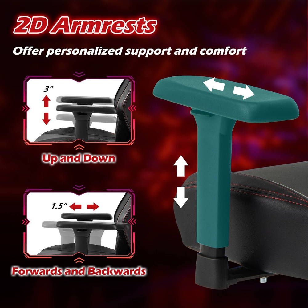 Gaming Chair Ergonomic High Back Computer Chair w/Rocking Function & 2D Armrests