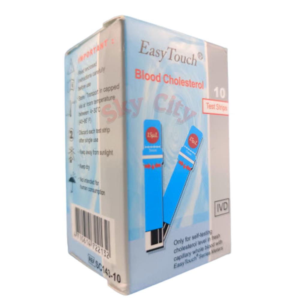 Original New Easy Touch Test Strips For Cholesterol Level Check - 10 Test Strips