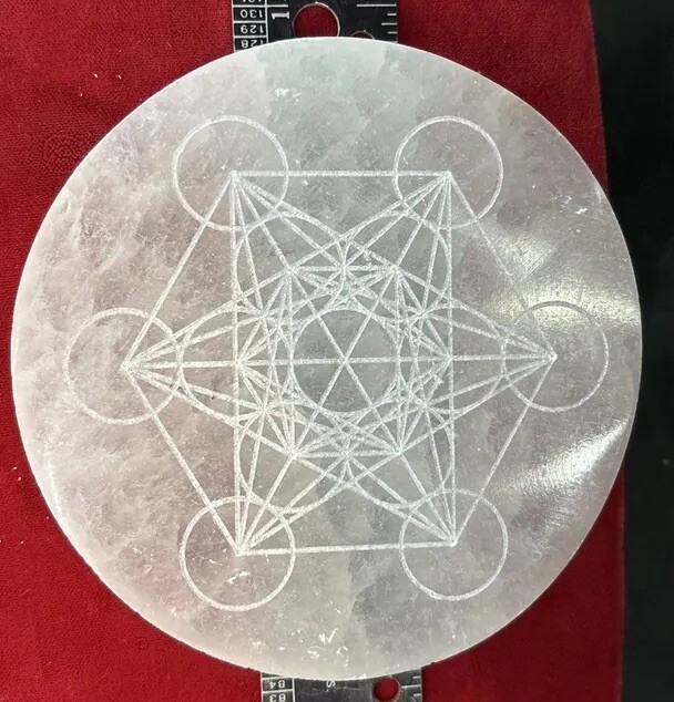 4 inch round￼selente plate Metatron cube