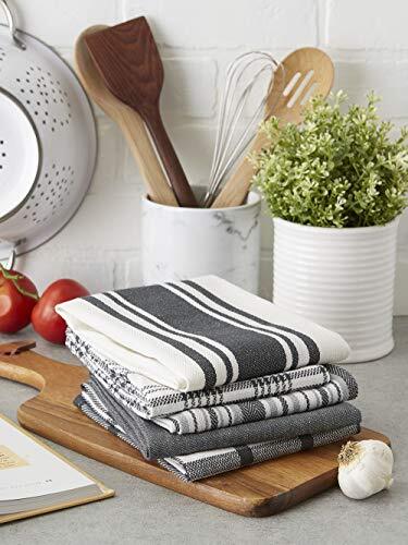 Assorted Woven, Kitchen Dishtowel Set, 18x28, 5 Piece Gray