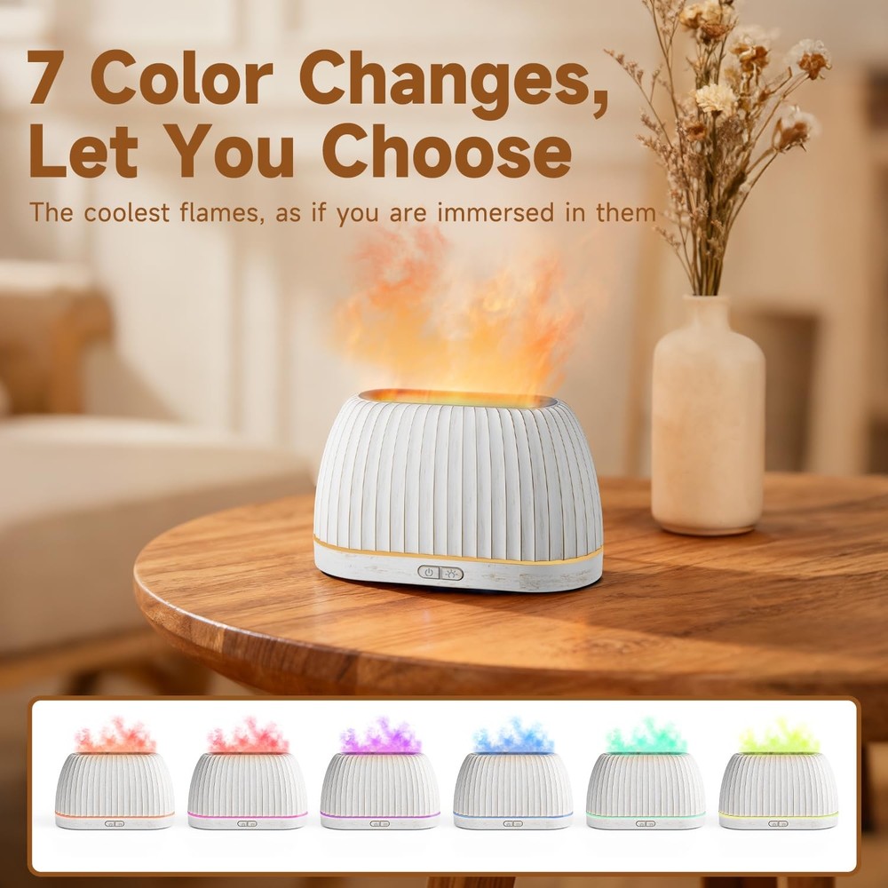 SOULORIGIN Essential Oil Diffuser, Flame Effect Aromatherapy Diffuser White