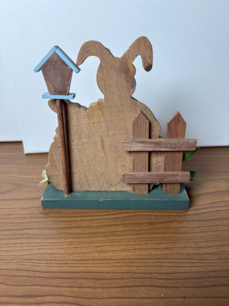 Vintage Wood Easter Bunnies Table Decoration Cute