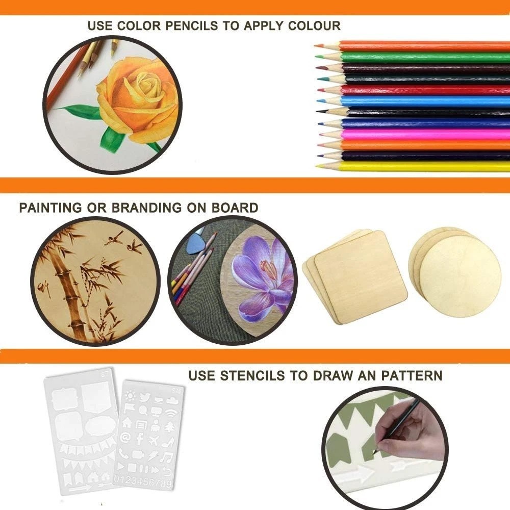 Professional Wood Burning Tool, 110pcs Kit, Adjustable Temp