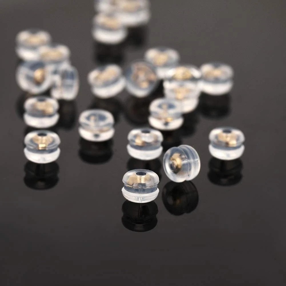 14K Real Solid Gold Earring Backs, Hypoallergenic Silicone, Secure for Studs