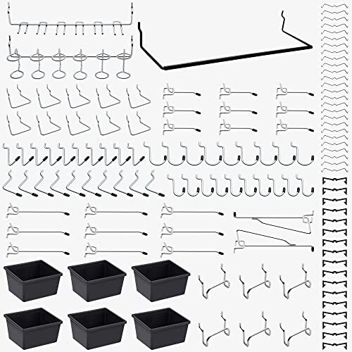 165-Piece Pegboard Hooks Assortment, Pegboard Accessories with Pegboard Bins