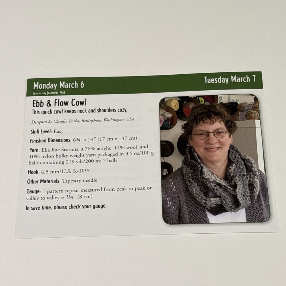 Ebb & Flow Cowl Crochet Pattern Card Page