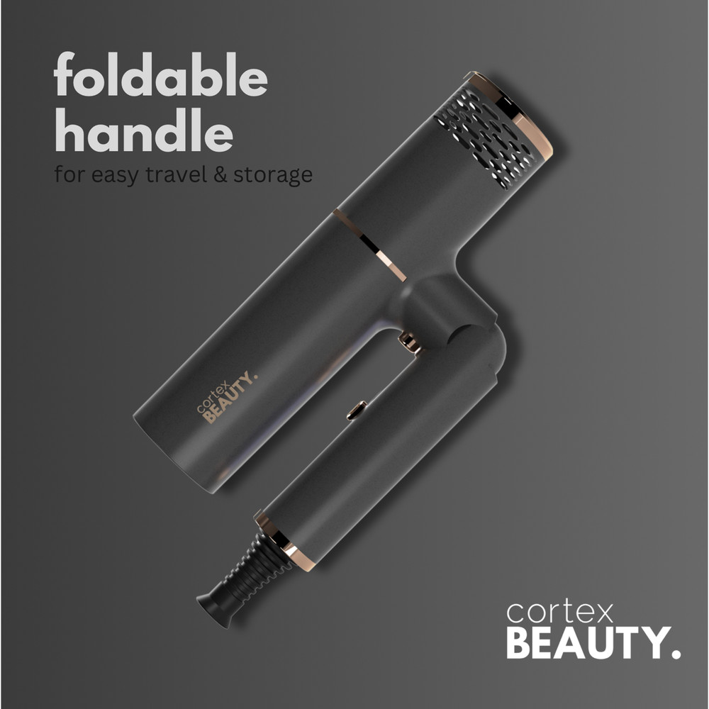 CORTEX BEAUTY AIRFOLD IONIC FOLDABLE DRYER + 2 BRUSH HEAD, CB-AIRFLD-2BRU - GRAY