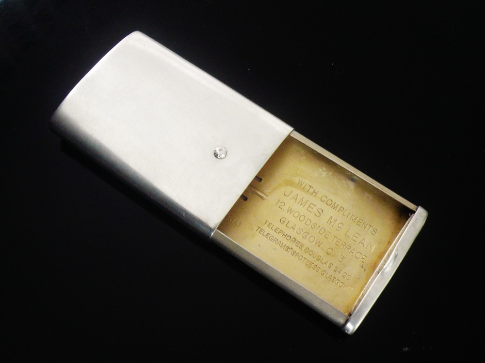Sterling Silver Slide Action Vesta Case (Advertising Bookmakers) Birmingham 1925