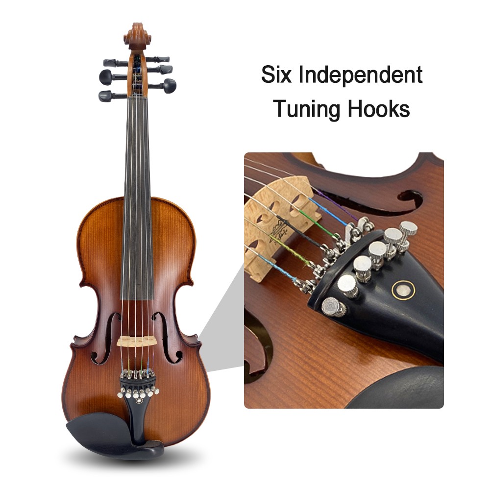 4/4 Violin 6 String Handmade with Bow Case and Accessories for Student Beginners