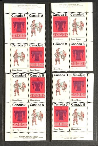 Canada #569a Algonkian Indians Matched Plate Block Set MNH