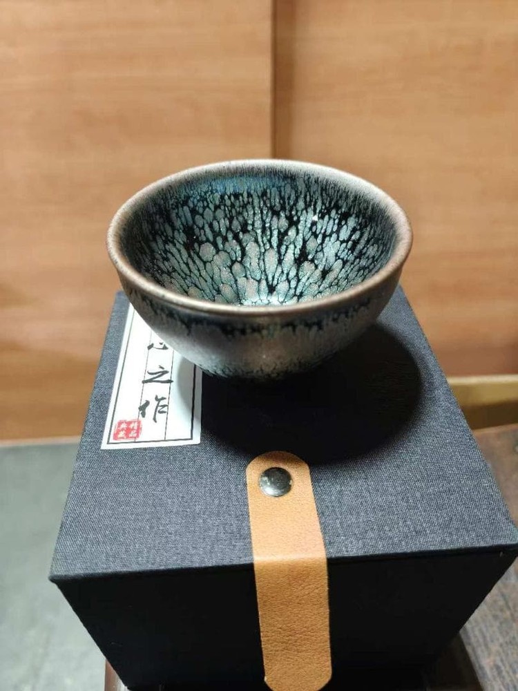 Tea Utensils blue and black splatter pattern