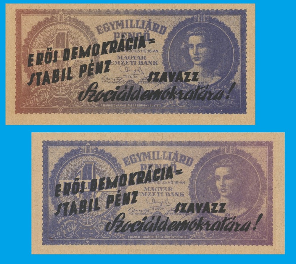 Hungary 1000000000 Pengo 1946  Political Propaganda Note  -+--- Copy