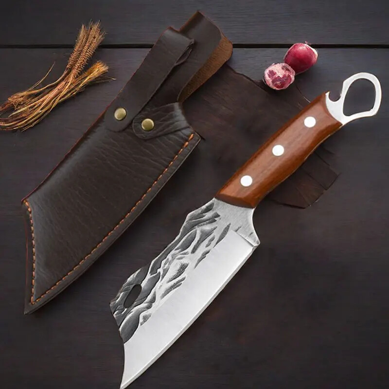 cutting points and stripping knive, solid wood handle suitable for outdoor knive