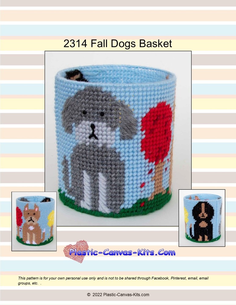 Fall Dogs Basket-Plastic Canvas Pattern or Kit