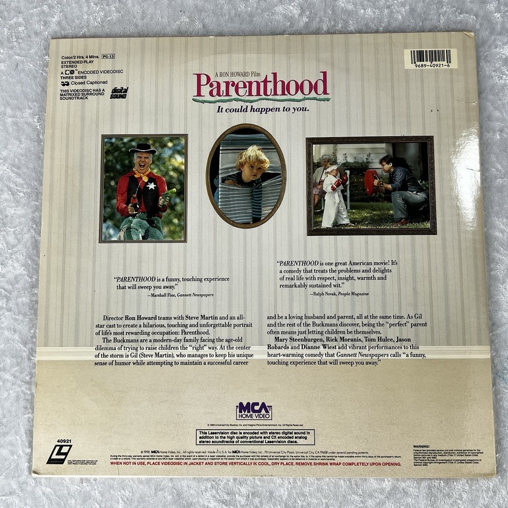 Parenthood Laserdisc 1990 2-Disc Set
