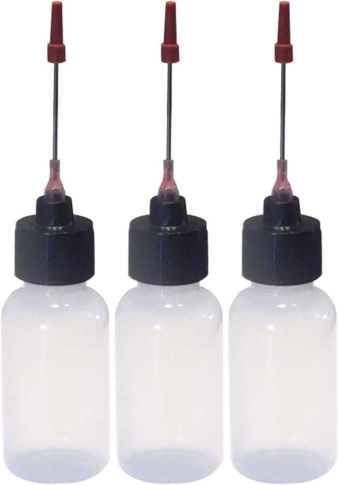 3 Pack 1 OZ Bottles with Stainless Needle Tip, Precision Tip Applicator...