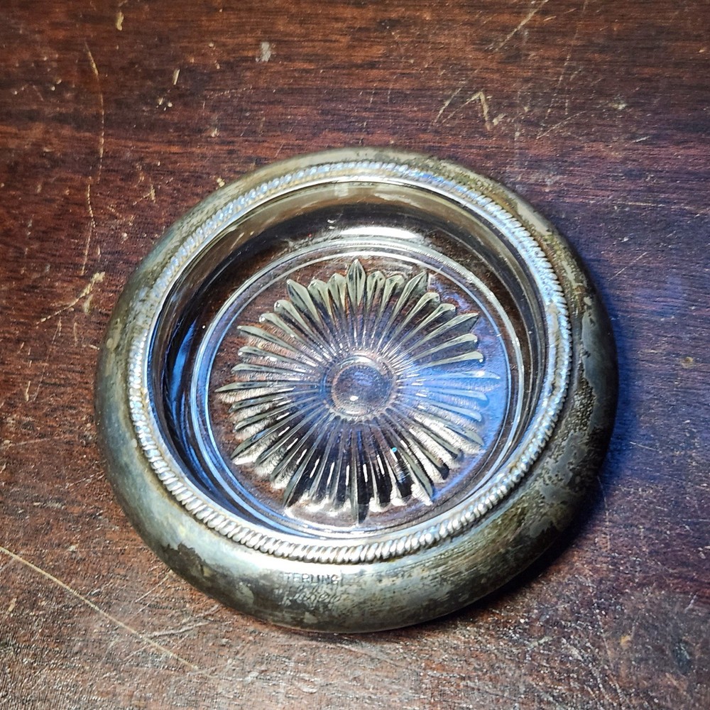 Sterling Silver & Glass Coaster By Laben