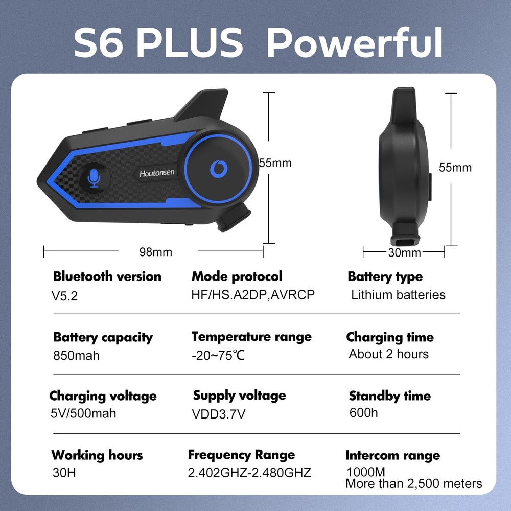 2x 1000M Wireless Interphone & Mic Motorcycle Bluetooth Headset Helmet Intercom