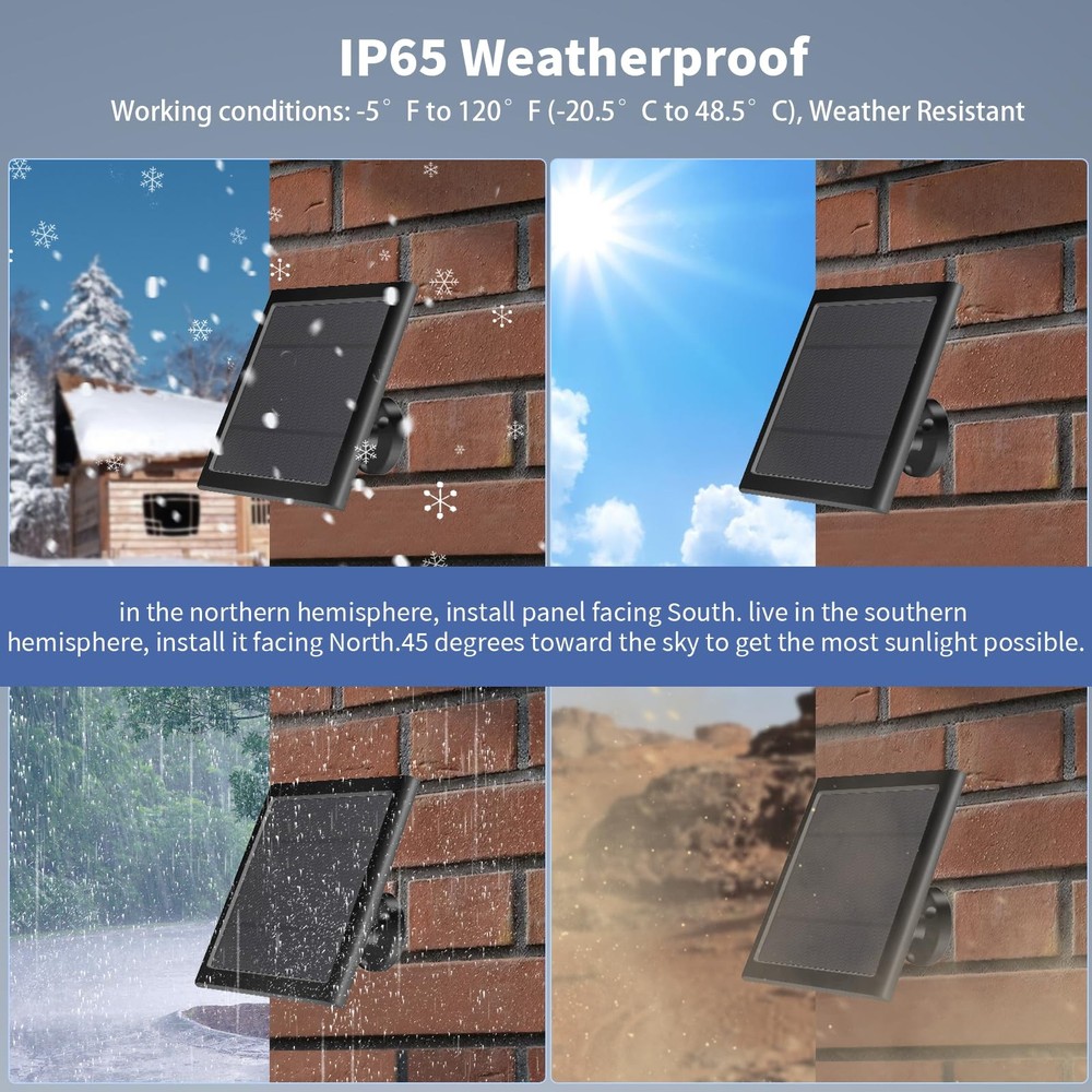 Solar Panel for Ring Camera2nd Generation Dustproof Waterproof 5W Solar Panel...