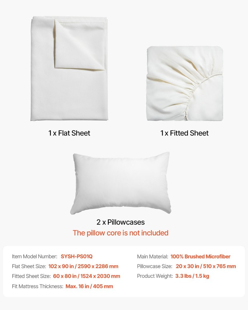 New/4-Piece Bed Sheet Set - Queen Size, 100% Brushed Microfiber Bedding Set with