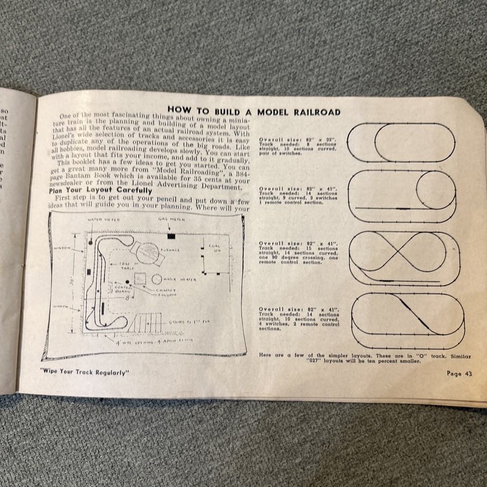 Lionel Trains instructions for assembling & operating booklet from 1952. Missing