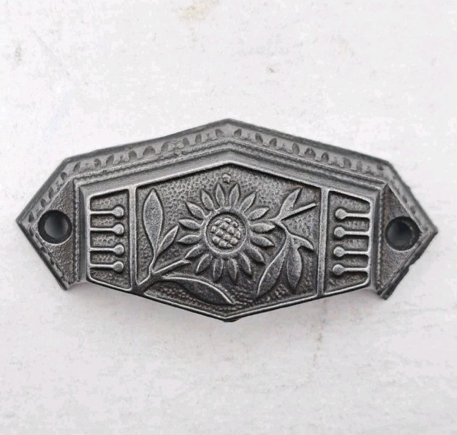 Antique Bin Pull Sunflower Drawer Cabinet Pull Old Vintage Iron Handle Hardware