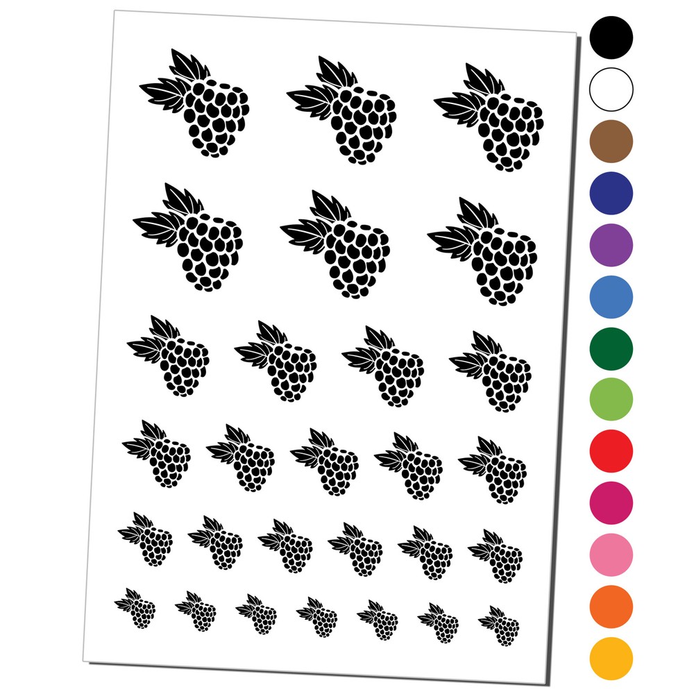 Raspberry Blackberry Fruit Temporary Tattoo Water Resistant Set