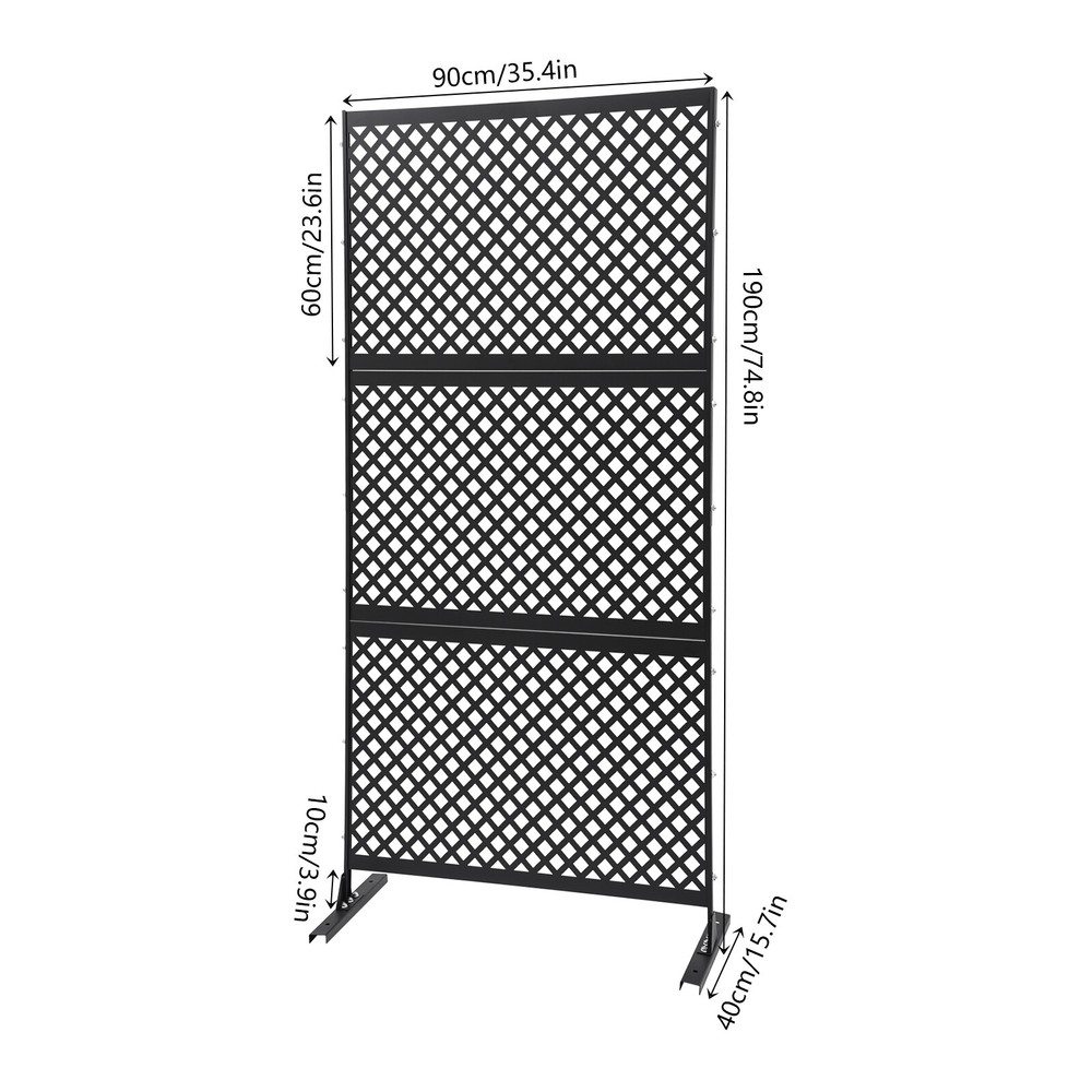 Metal Privacy Screen , Freestanding Modern Black&Cube Decorative Privacy Screen