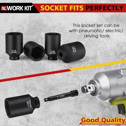 1/2" Drive Deep Impact Socket Set, 8 1/2" 8-Piece Drive Deep Impact Socket Set