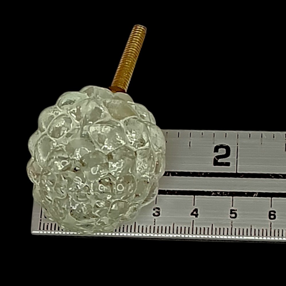 4 Clear Glass Oblong Egg Shaped Drawer Pulls Knobs Bumpy Round Texture 1"x1.75"