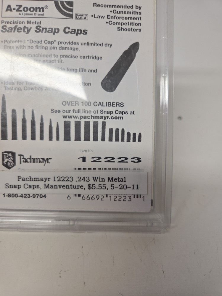 (3) A-Zoom .243 Win Snap Caps In Packaging