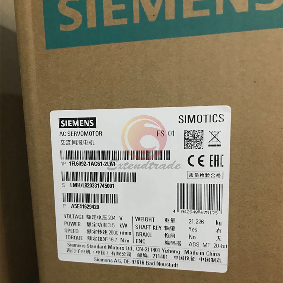 ONE SIEMENS Servo Motor 1FL6092-1AC61-2LA1 NEW