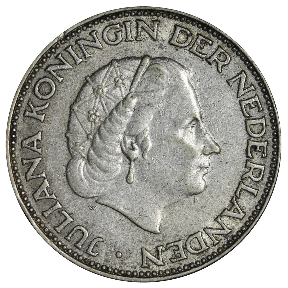 1961 Netherlands 2 1/2 Gulden Silver Coin E737 WU